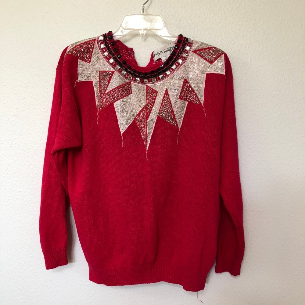 Vintage pink sequined sweater M